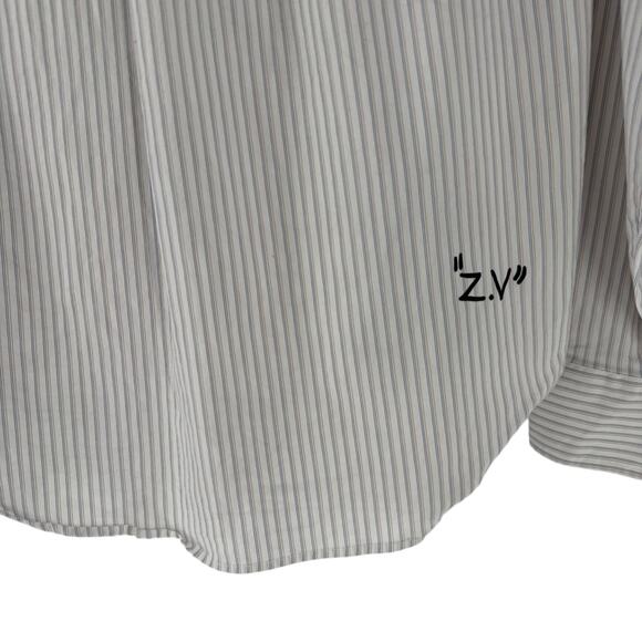 Zadig Voltaire Tais Raye XS Button Up Shirt Stripe Girl Power Designer White - Picture 12 of 15